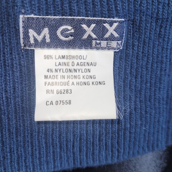 Mexx Mens Blue Lambs Wool Scarf - Picture 3 of 3